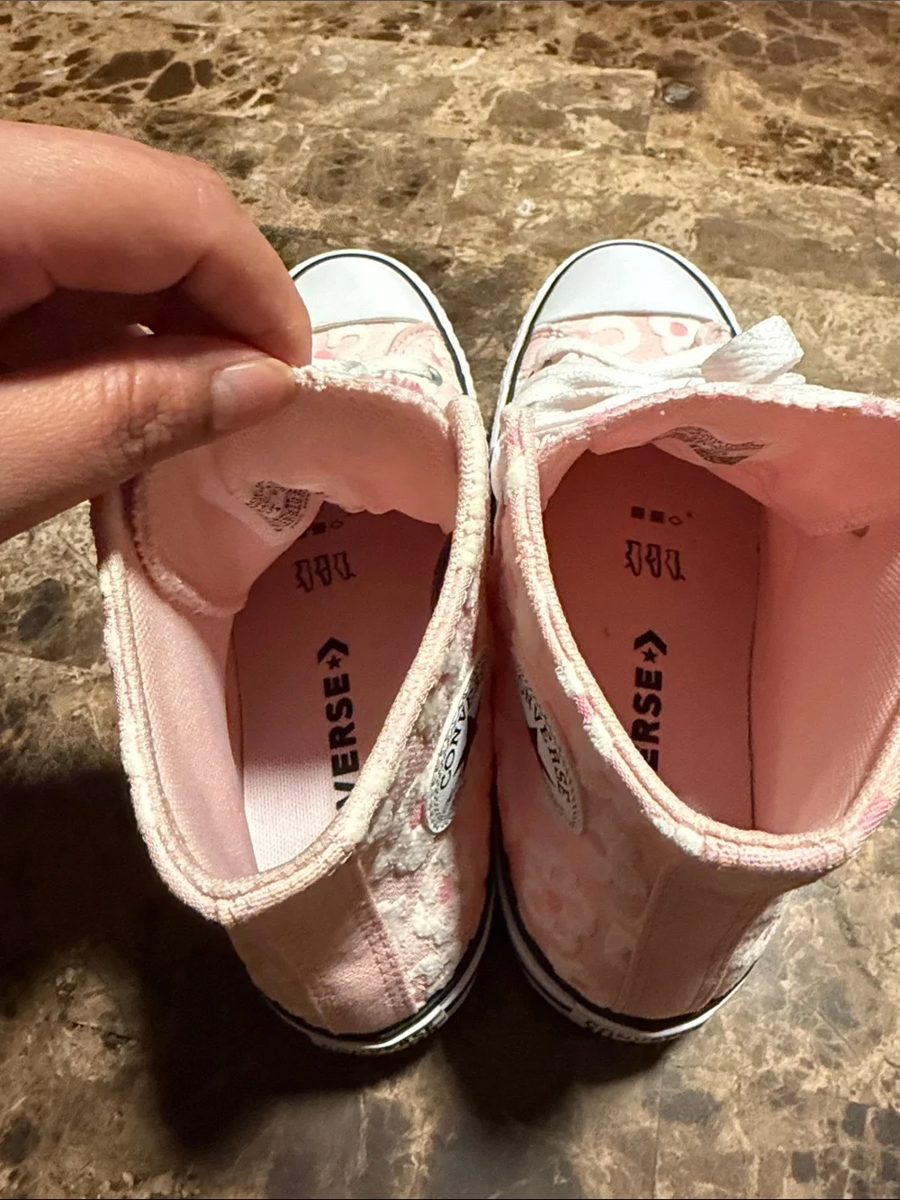 Converse Pink and White Floral High Top Sneakers